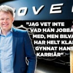 Anders Parment infälld på en närbild på en Range Rover och en glass till höger.