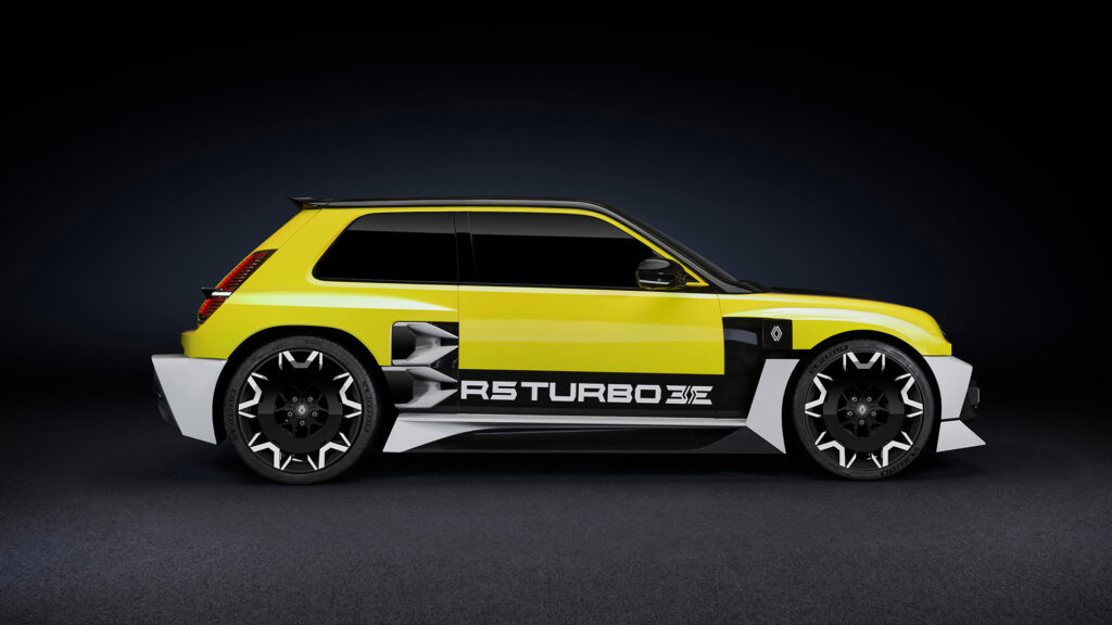 Renault 5 Turbo 3E sedd i profil. 