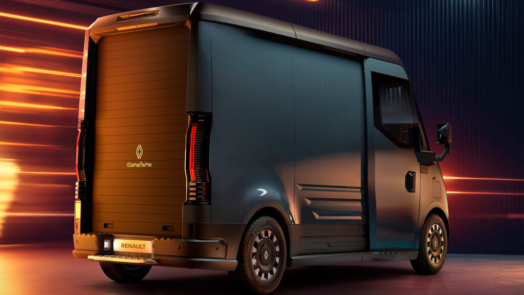 Renault Estafette fotad snett bakifrån. 